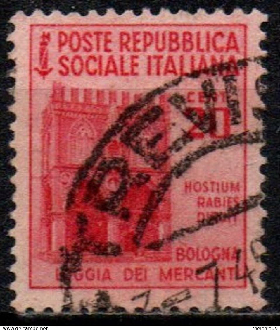 1944 Repubblica Sociale: Monumenti Distrutti - 2ª Emis. 20 Cent. - Gebraucht