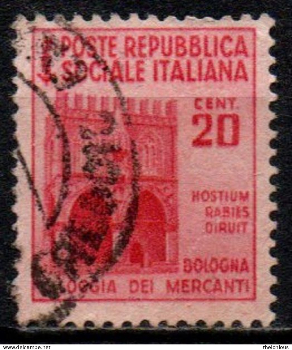 1944 Repubblica Sociale: Monumenti Distrutti - 2ª Emis. 20 Cent. - Gebraucht