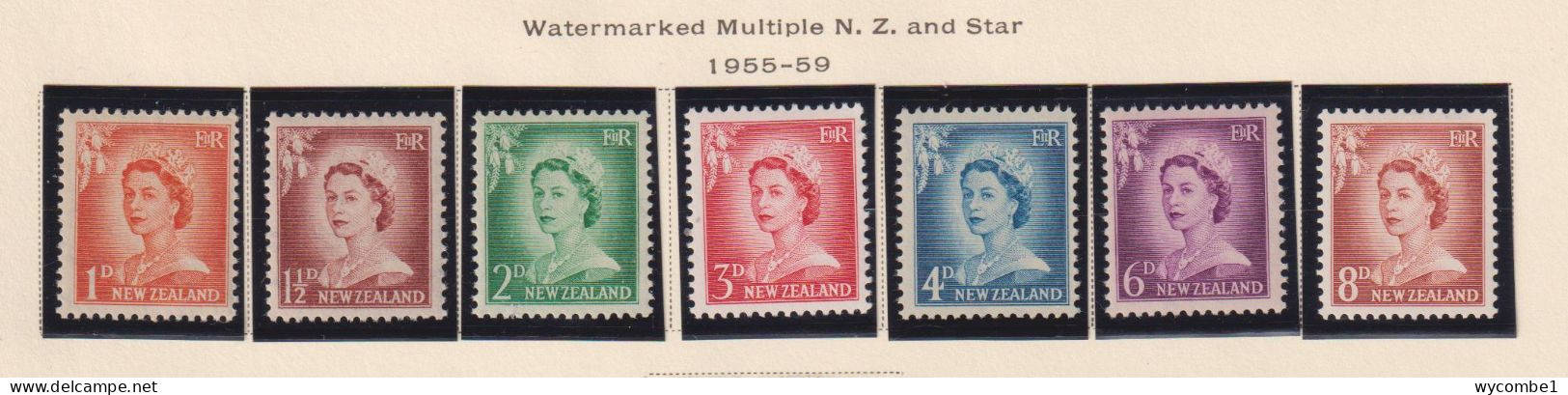 NEW ZEALAND  - 1955-59 Elizabeth II Definitives Wmk Mult NZ And Star Set Hinged Mint - Ongebruikt