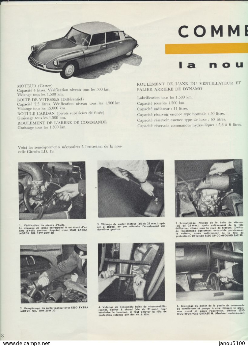 VIEUX PAPIERS  PLAN TECHNIQUE  POUR L'ENTRETIEN DE LA CITROEN I.D.  19.    1957+ - Otros Planes