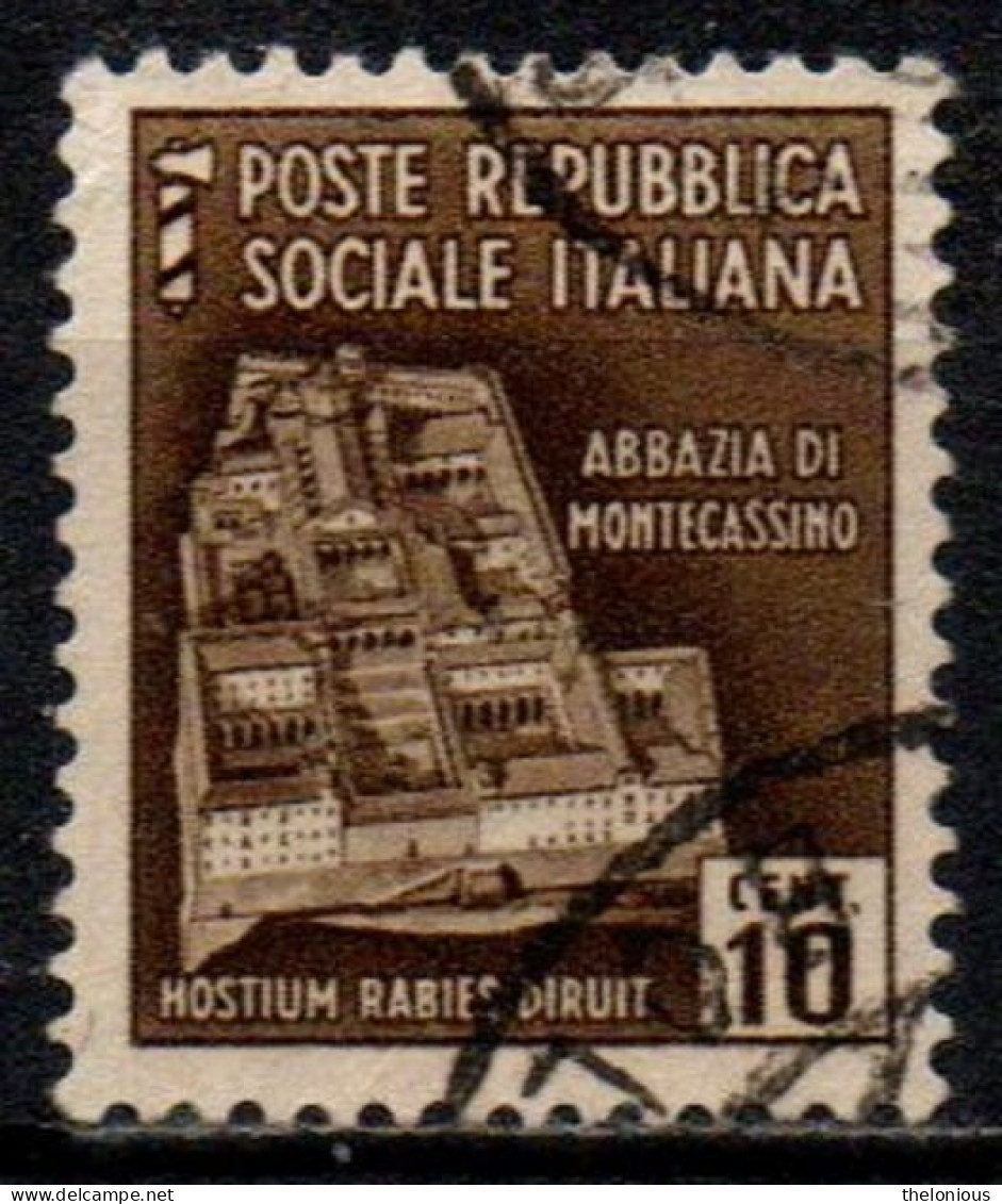 1944 Repubblica Sociale: Monumenti Distrutti - 2ª Emis. 10 Cent. - Usados