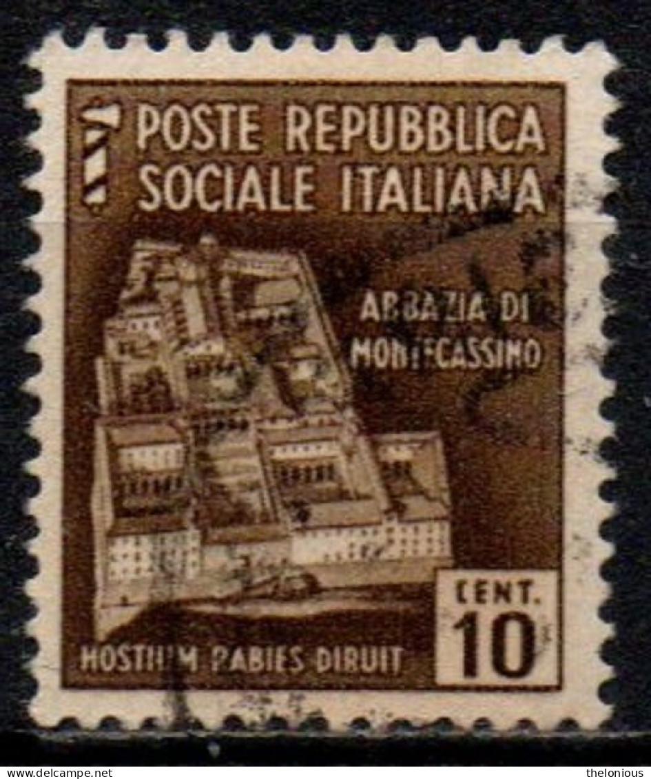 1944 Repubblica Sociale: Monumenti Distrutti - 2ª Emis. 10 Cent. - Gebraucht