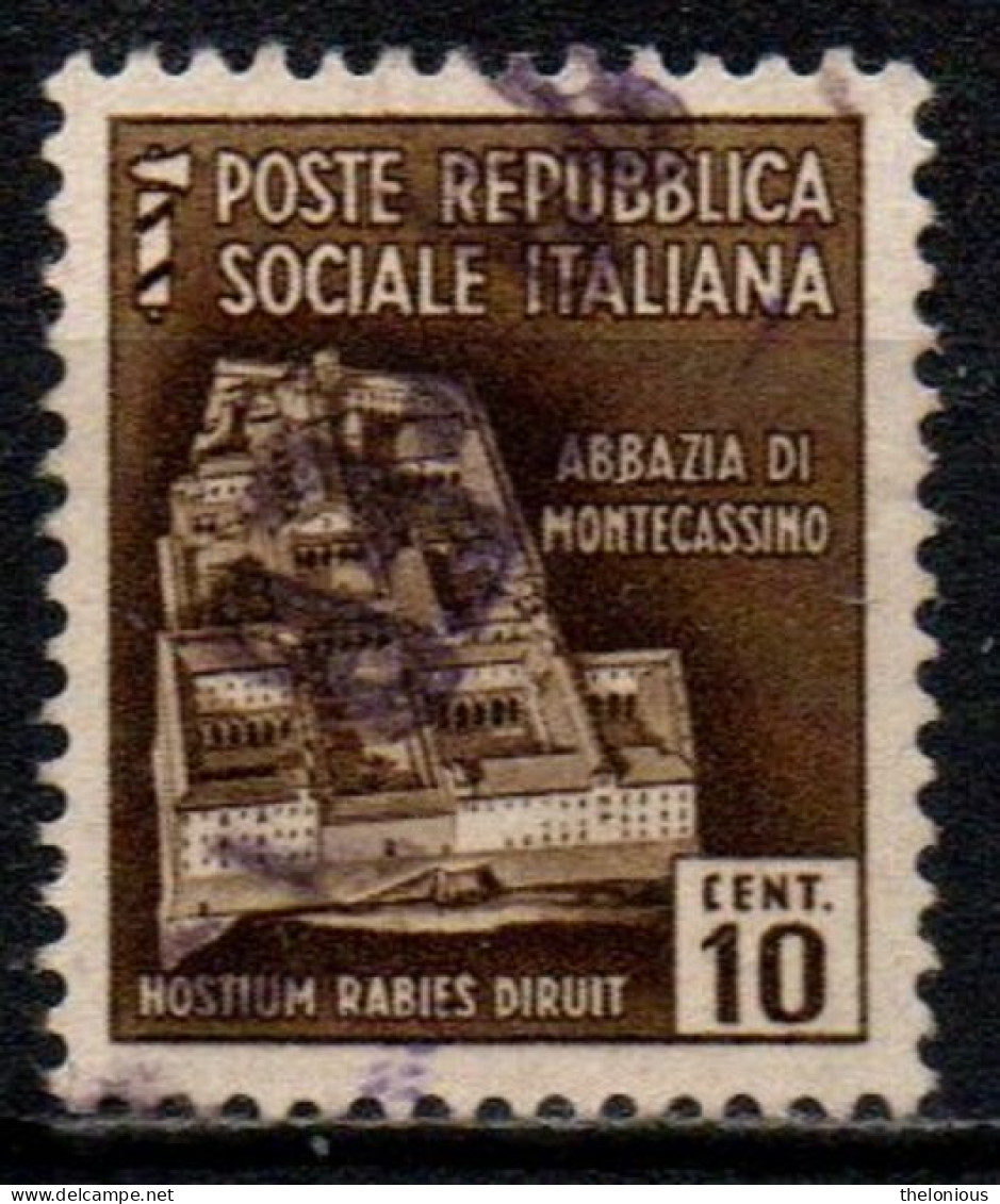 1944 Repubblica Sociale: Monumenti Distrutti - 2ª Emis. 10 Cent. - Used