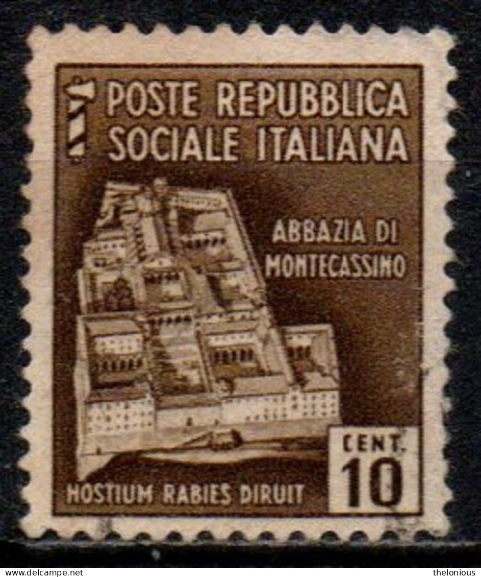 1944 Repubblica Sociale: Monumenti Distrutti - 2ª Emis. 10 Cent. - Oblitérés