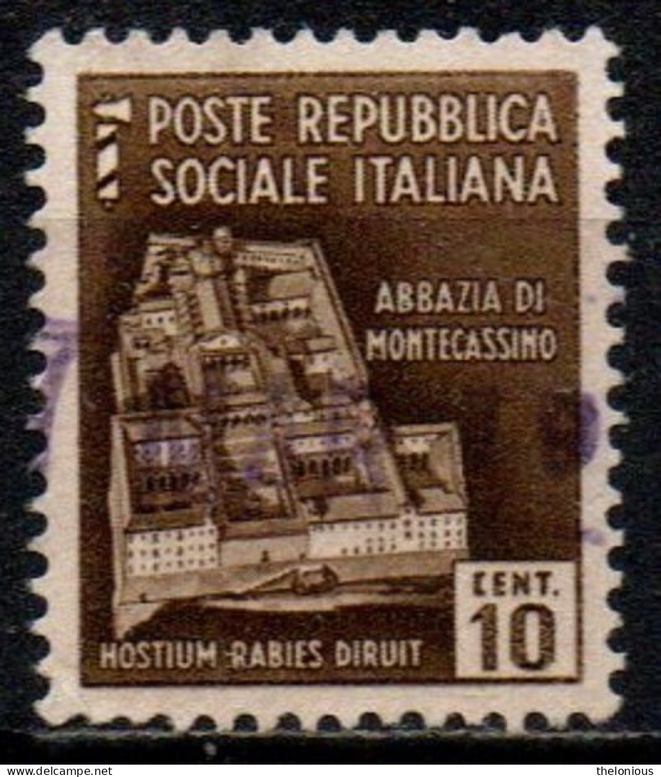 1944 Repubblica Sociale: Monumenti Distrutti - 2ª Emis. 10 Cent. - Gebraucht