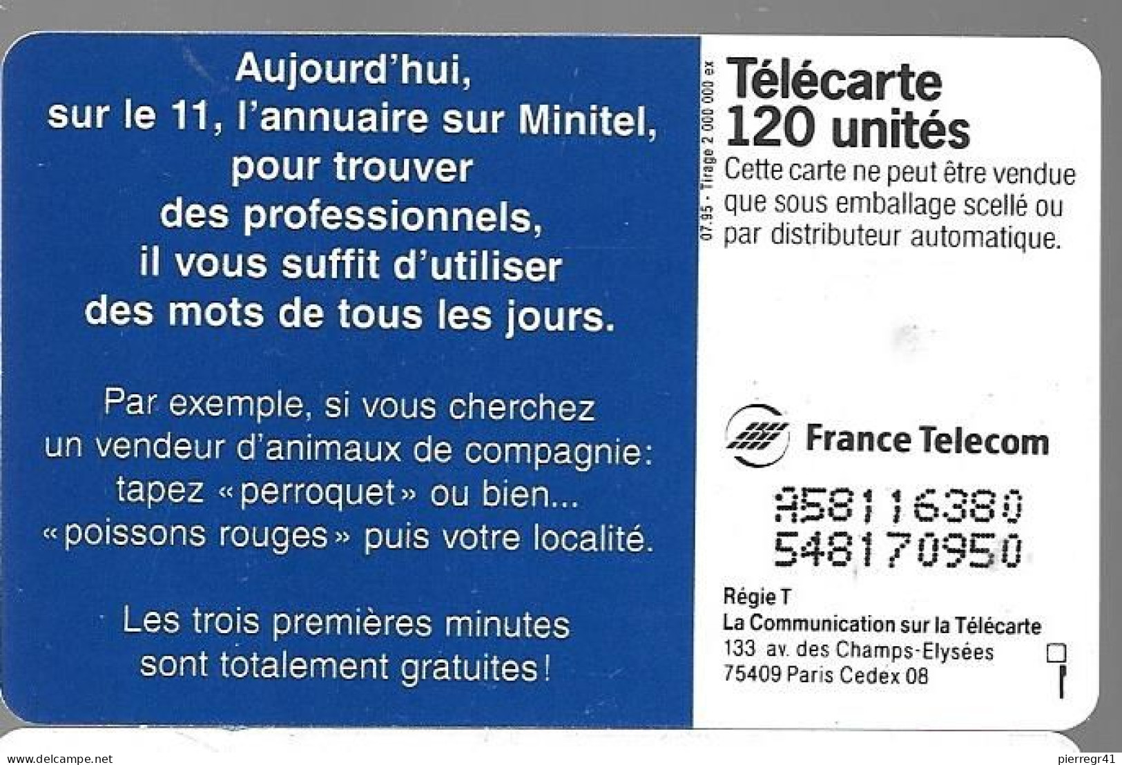 CARTE-PUBLIC-120 U-F 576-SO3-07/95-ROCCO-A COLLE-A58116380-UTILISE-TBE - 1995