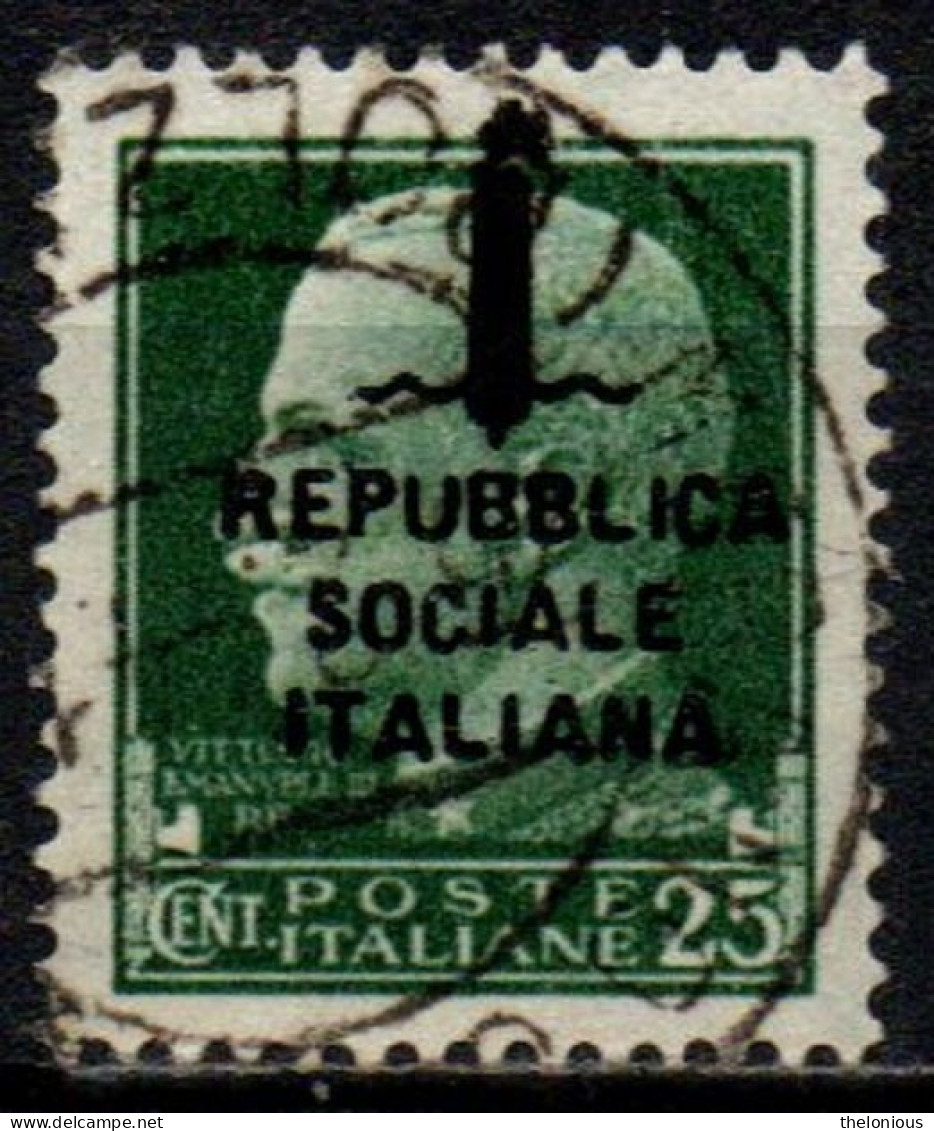 1944 Repubblica Sociale: "imperiale" Soprastampata 25 Cent. Usato - Used