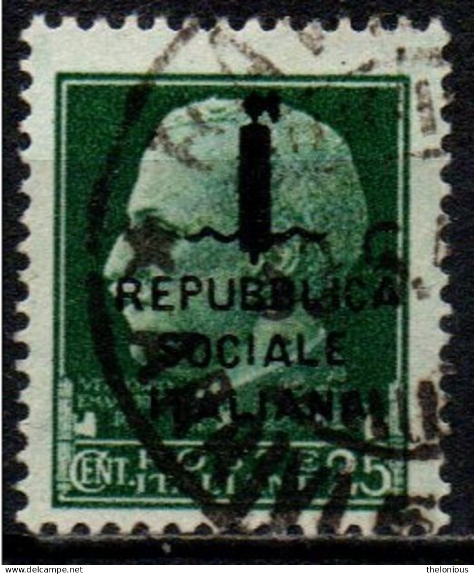 1944 Repubblica Sociale: "imperiale" Soprastampata 25 Cent. Usato - Usados