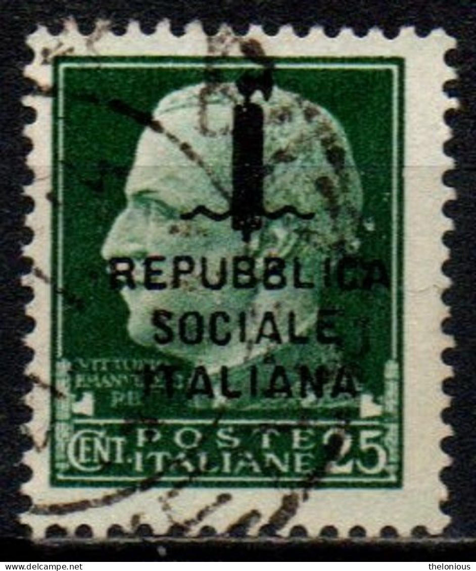 1944 Repubblica Sociale: "imperiale" Soprastampata 25 Cent. Usato - Afgestempeld