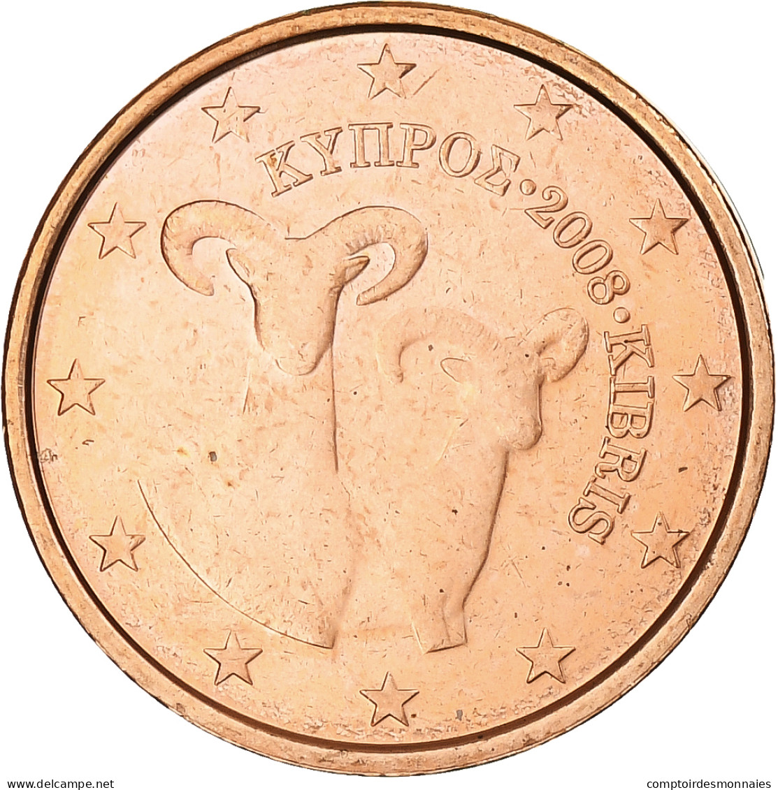 Chypre, 2 Euro Cent, 2008, BU, FDC, Cuivre Plaqué Acier, KM:79 - Chypre