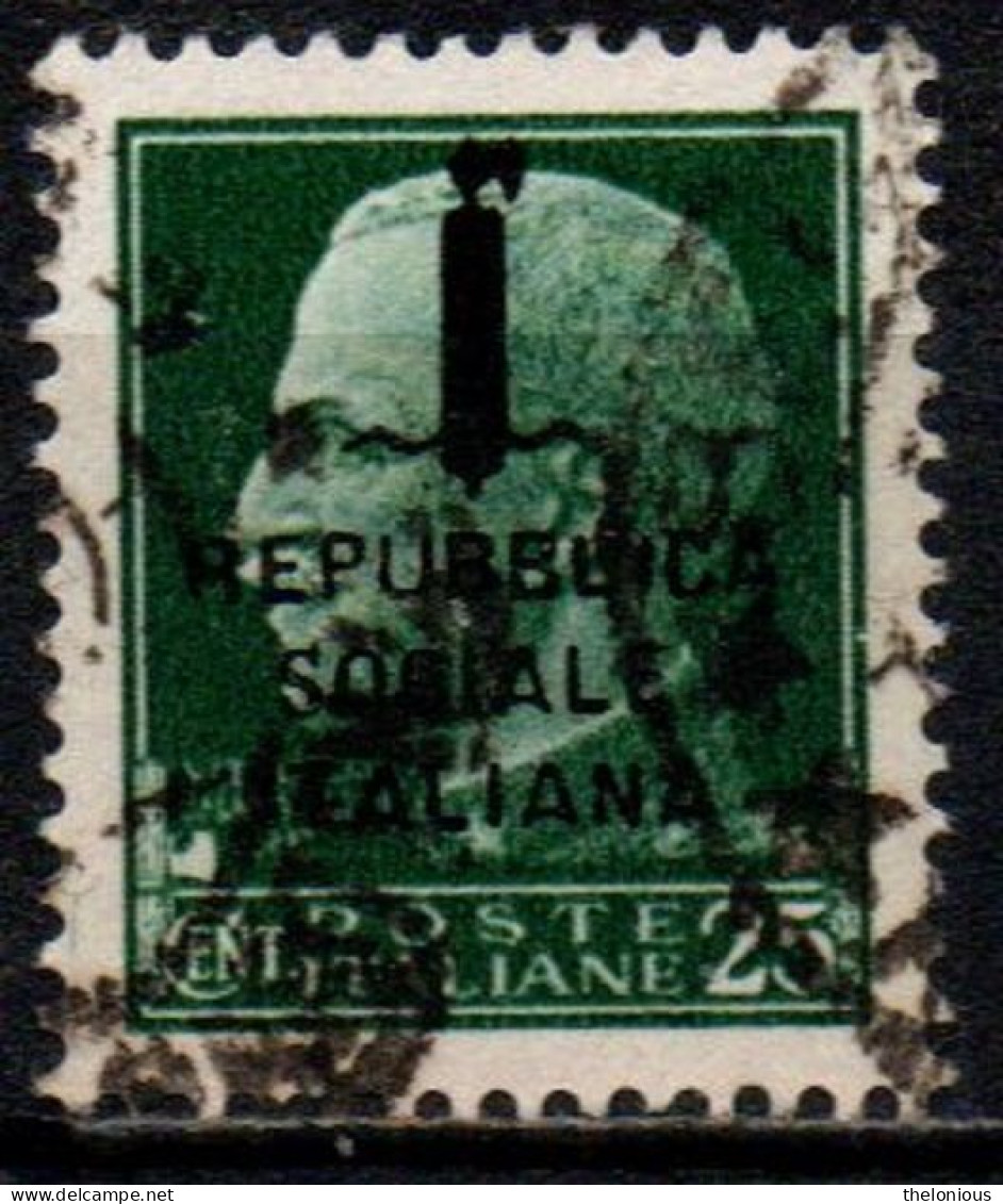 1944 Repubblica Sociale: "imperiale" Soprastampata 25 Cent. Usato - Used