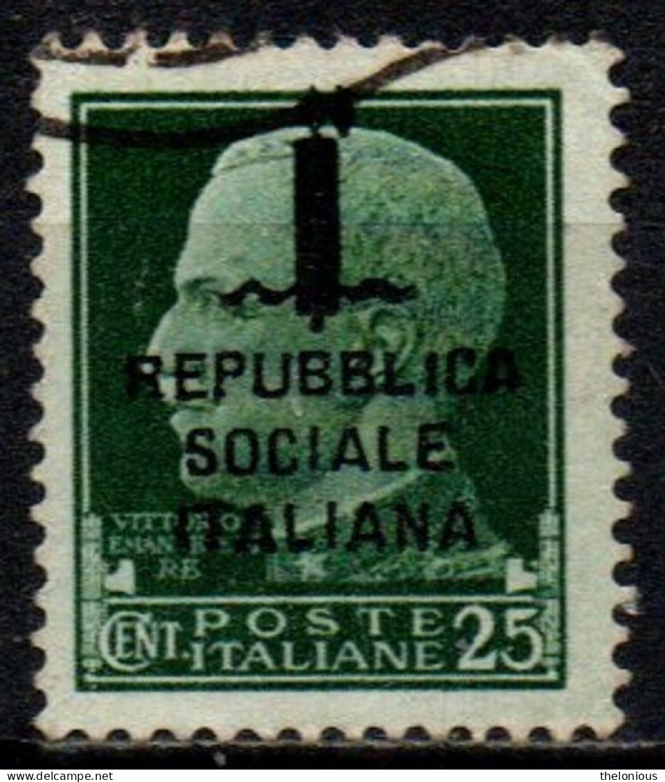 1944 Repubblica Sociale: "imperiale" Soprastampata 25 Cent. Usato - Oblitérés