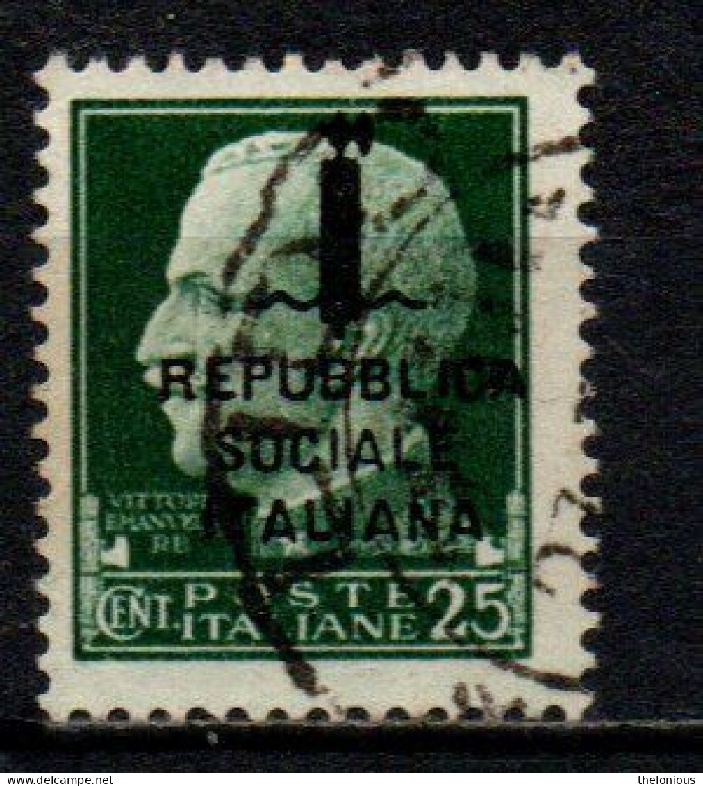 1944 Repubblica Sociale: "imperiale" Soprastampata 25 Cent. Usato - Afgestempeld
