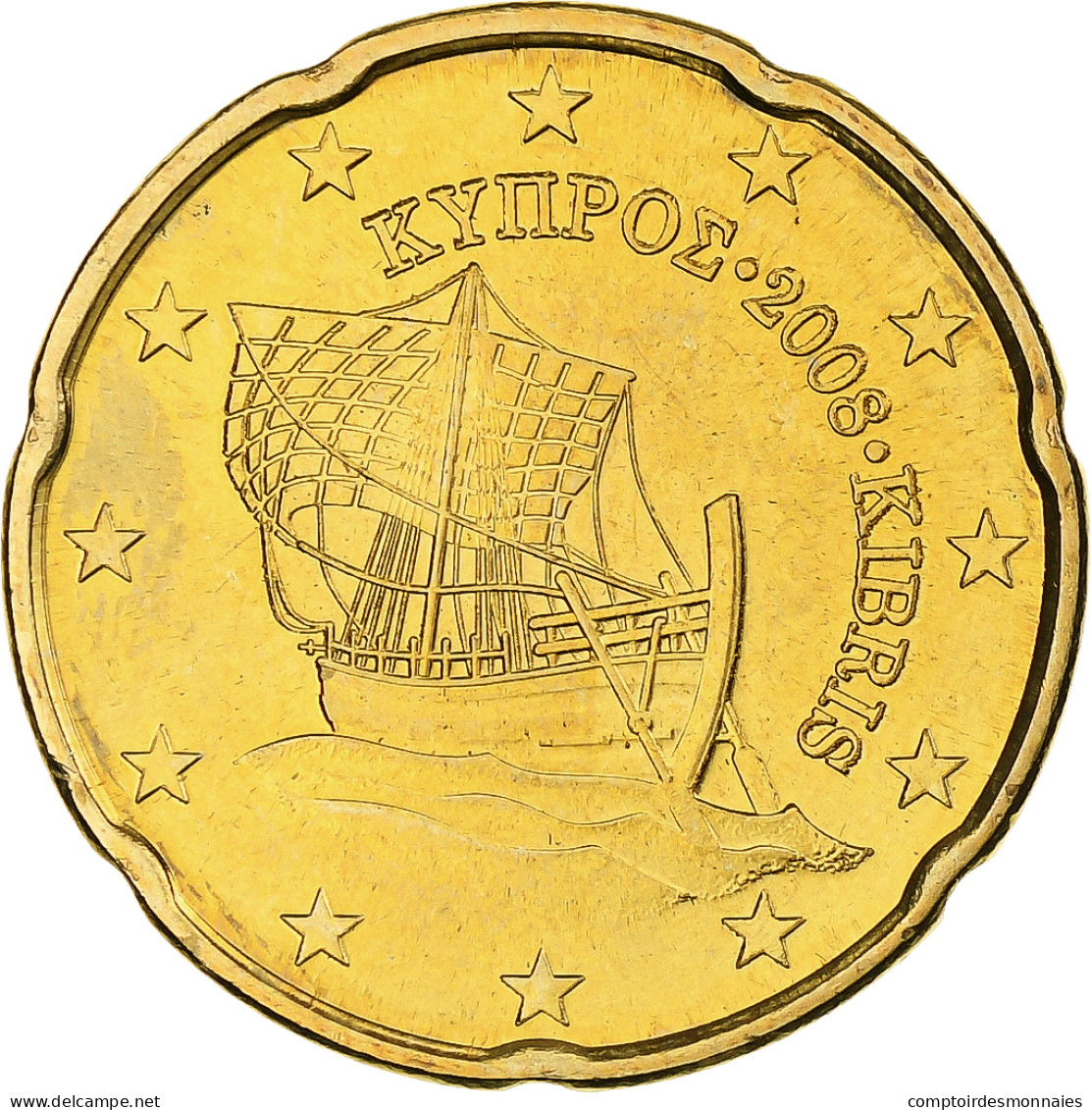 Chypre, 20 Euro Cent, 2008, BU, FDC, Or Nordique, KM:82 - Cipro