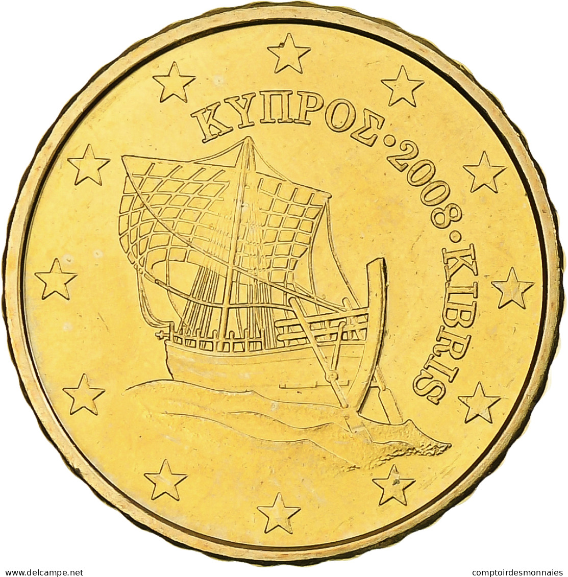 Chypre, 10 Euro Cent, 2008, BU, FDC, Or Nordique, KM:81 - Chypre