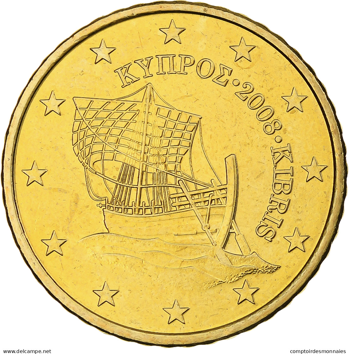 Chypre, 50 Euro Cent, 2008, BU, FDC, Or Nordique, KM:83 - Chipre