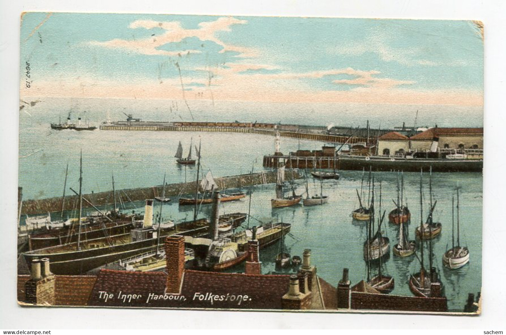 ANGLETERRE FOLKESTONE The Inner Harbour  Bateaux Dans Le Poret écrite 1905 Timbrée     D14 2021 - Folkestone