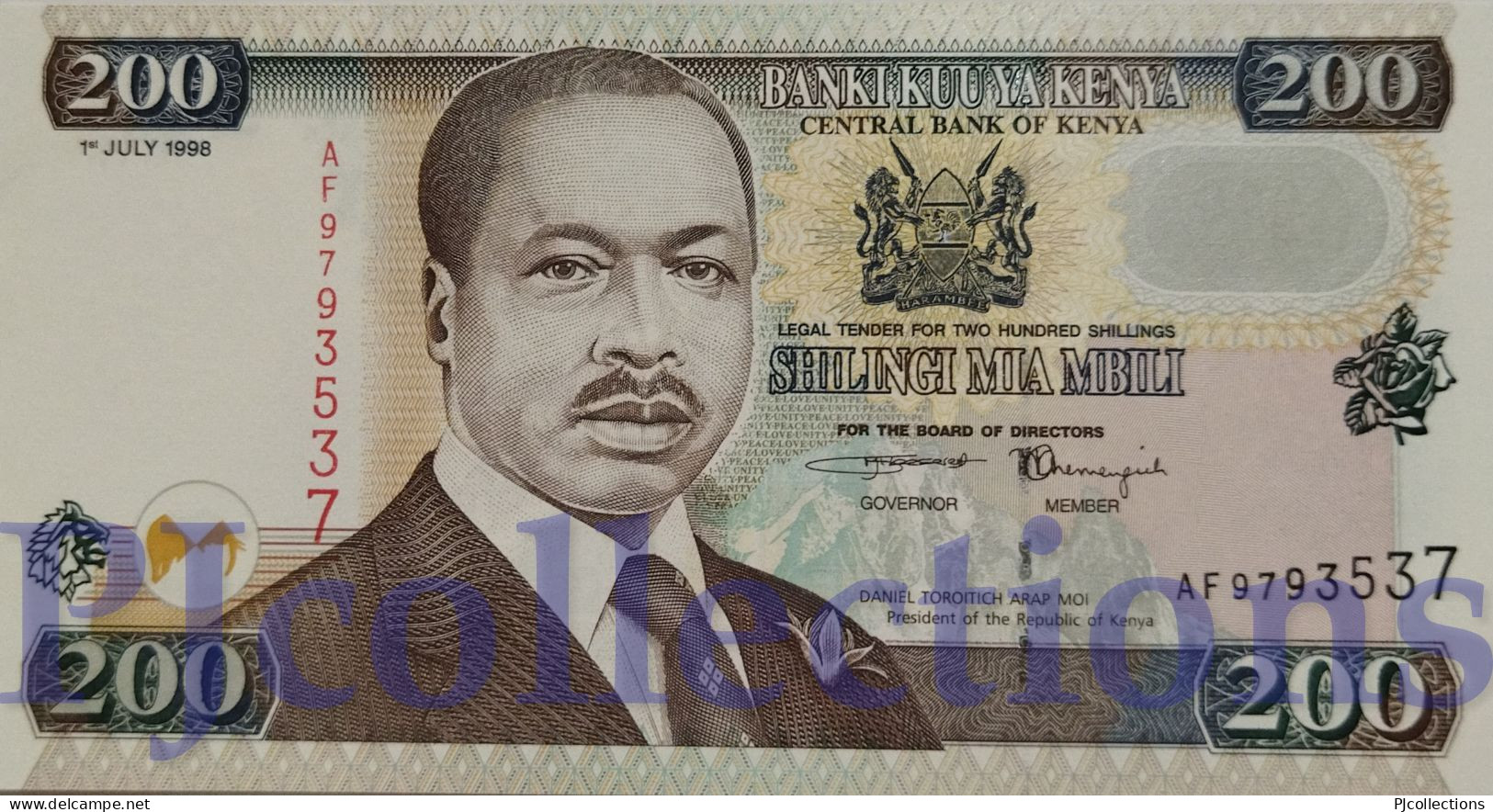 KENYA 200 SHILLINGS 1998 PICK 38c UNC - Kenya