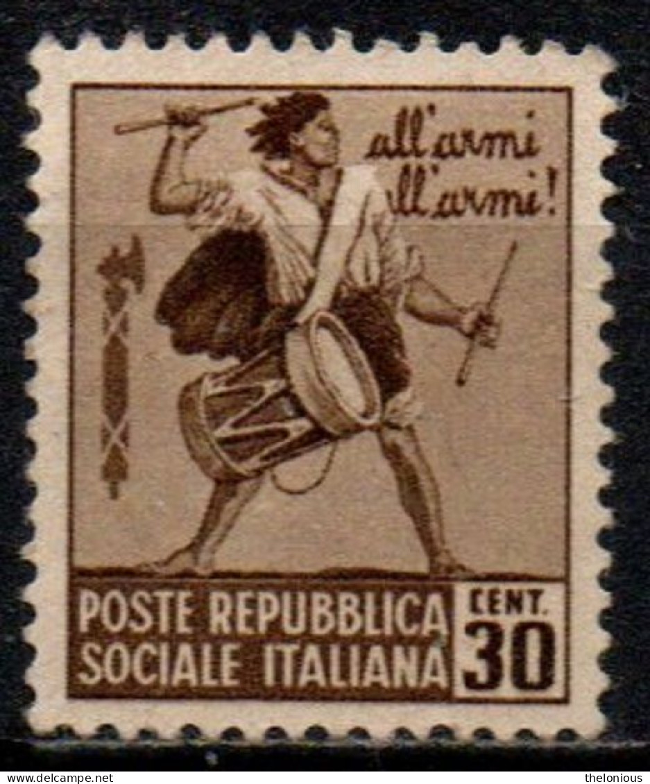 1944 Repubblica Sociale: Monumenti Distrutti - 2ª Emis. 30 Cent. Senza Filigrana - Gebraucht