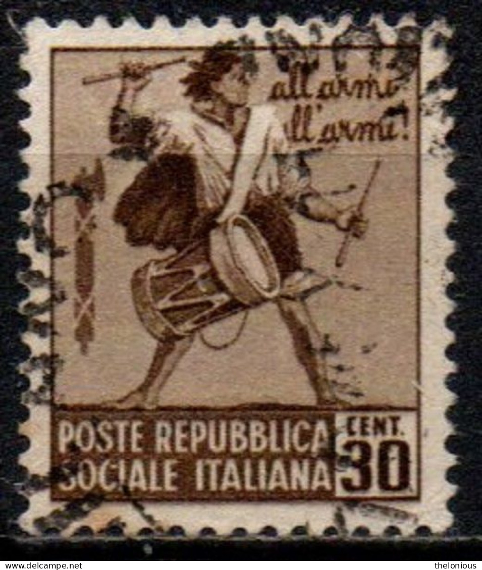 1944 Repubblica Sociale: Monumenti Distrutti - 2ª Emis. 30 Cent. Senza Filigrana - Afgestempeld