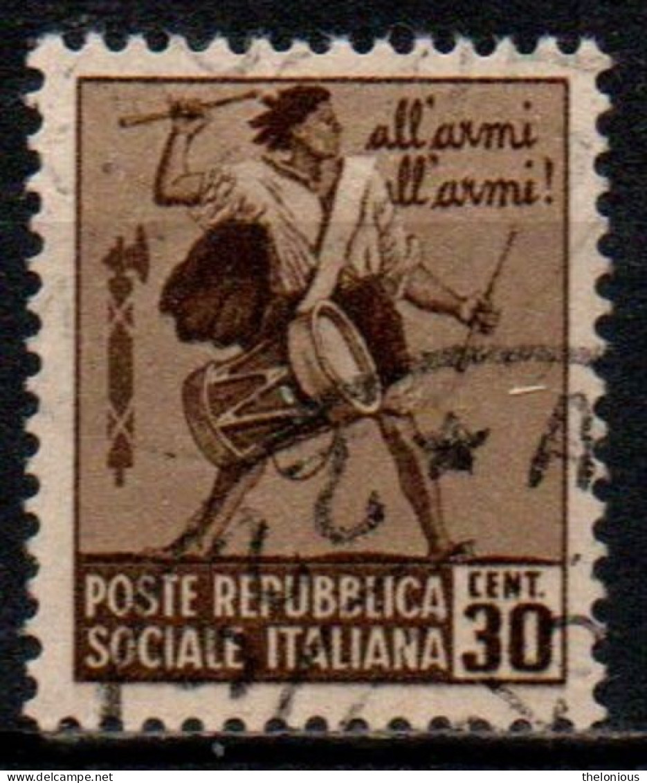 1944 Repubblica Sociale: Monumenti Distrutti - 2ª Emis. 30 Cent. Senza Filigrana - Usados