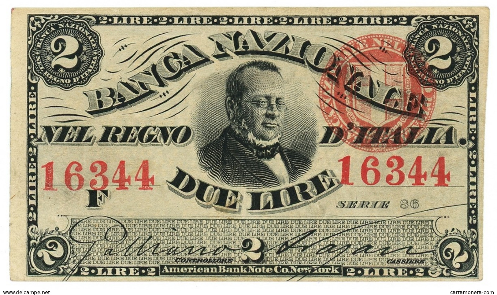 2 LIRE BANCA NAZIONALE NEL REGNO D'ITALIA CAVOUR 22/01/1868 SPL+ - Altri & Non Classificati