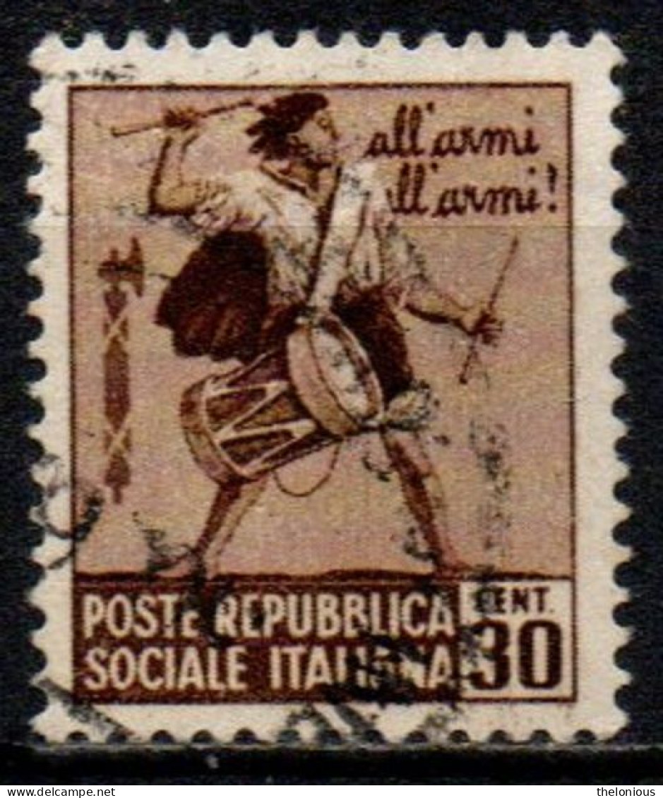 1944 Repubblica Sociale: Monumenti Distrutti - 1ª Emis. 30 Cent. Con Filigrana - Afgestempeld