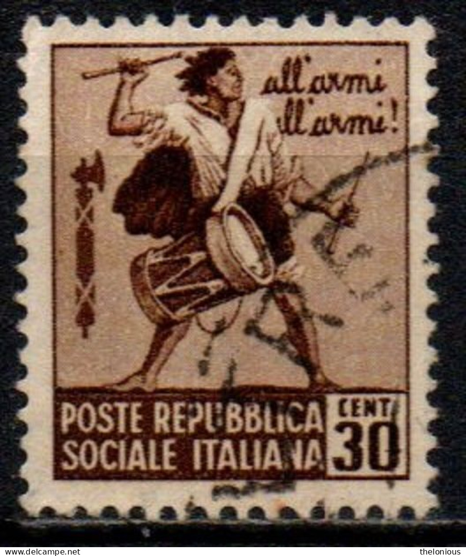 1944 Repubblica Sociale: Monumenti Distrutti - 1ª Emis. 30 Cent. Con Filigrana - Afgestempeld