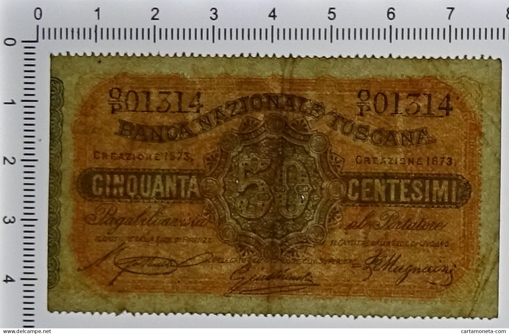 50 CENTESIMI BANCA NAZIONALE TOSCANA REGNO D'ITALIA 1873 BB/BB+ - Autres & Non Classés