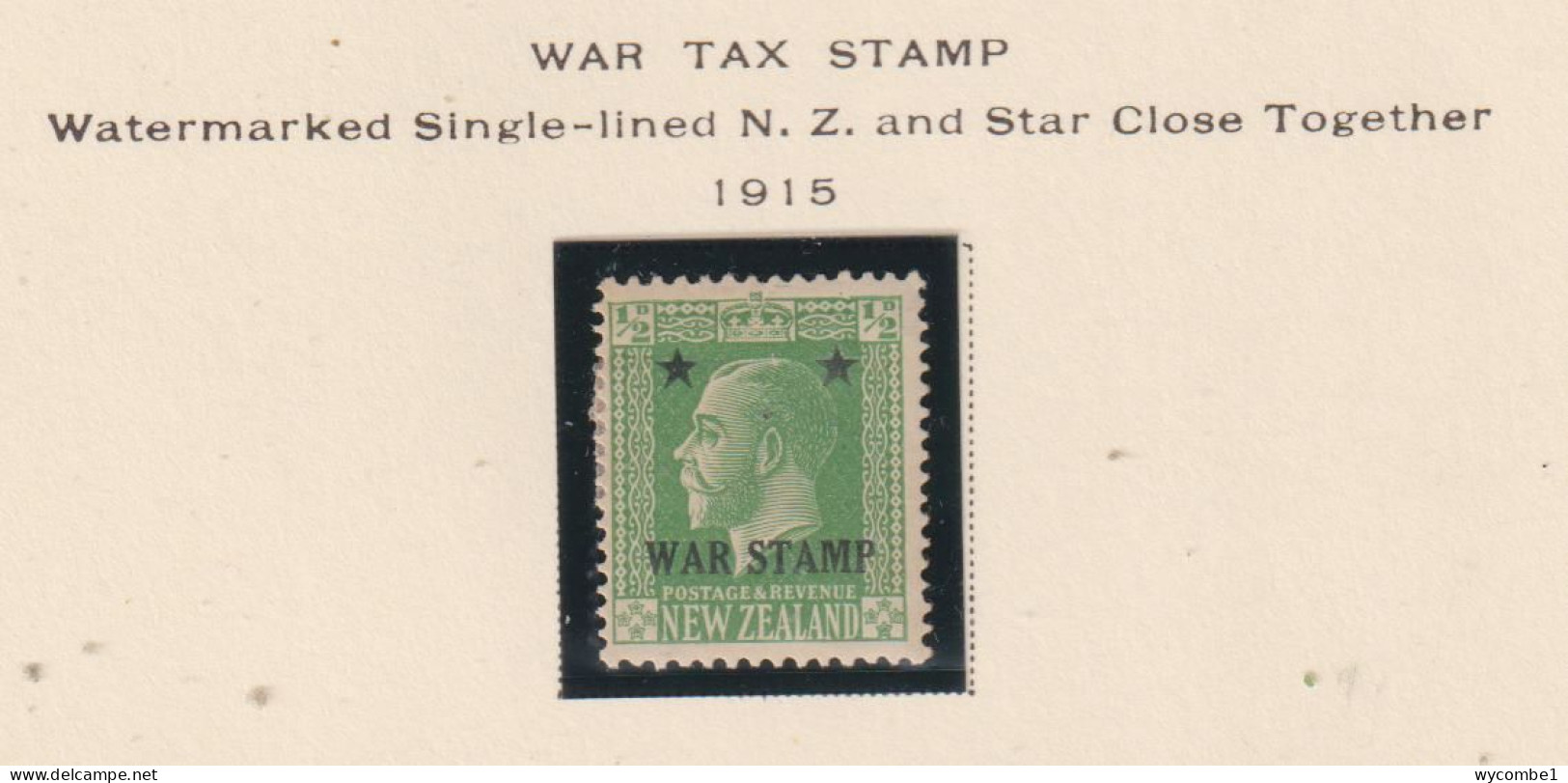 NEW ZEALAND  - 1915 War Tax 1/2d Hinged Mint - Nuovi