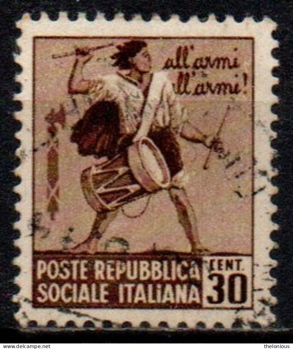 1944 Repubblica Sociale: Monumenti Distrutti - 1ª Emis. 30 Cent. Con Filigrana - Afgestempeld