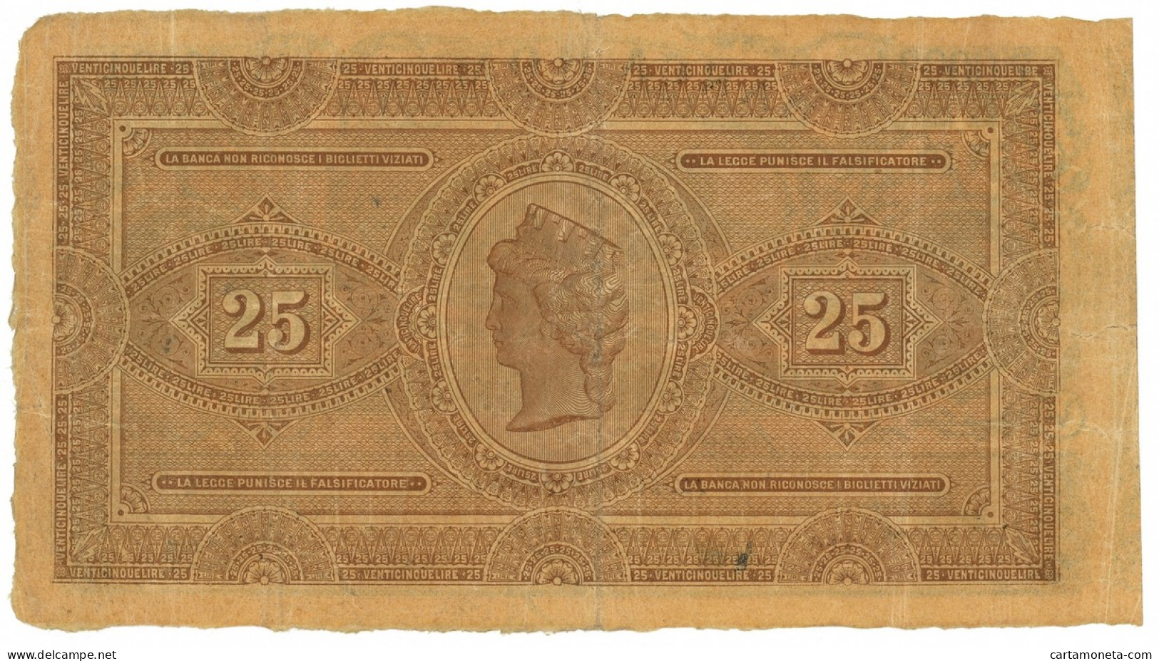 25 LIRE BANCA ROMANA REGNO D'ITALIA 01/03/1883 BB+ - Other & Unclassified