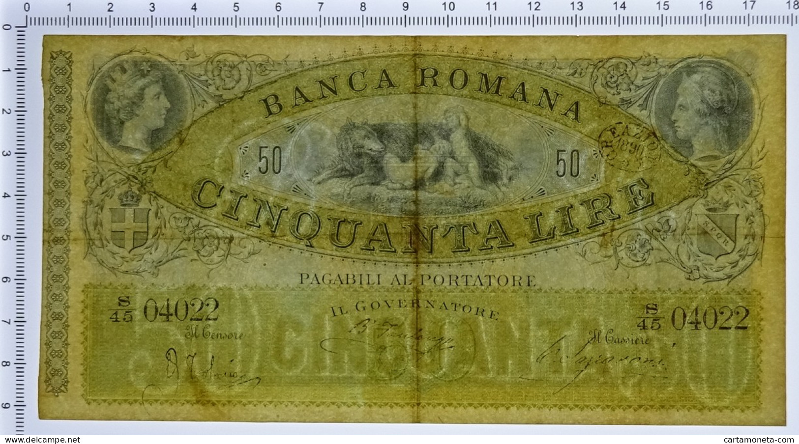 50 LIRE BANCA ROMANA REGNO D'ITALIA 1872 QSPL - Sonstige & Ohne Zuordnung