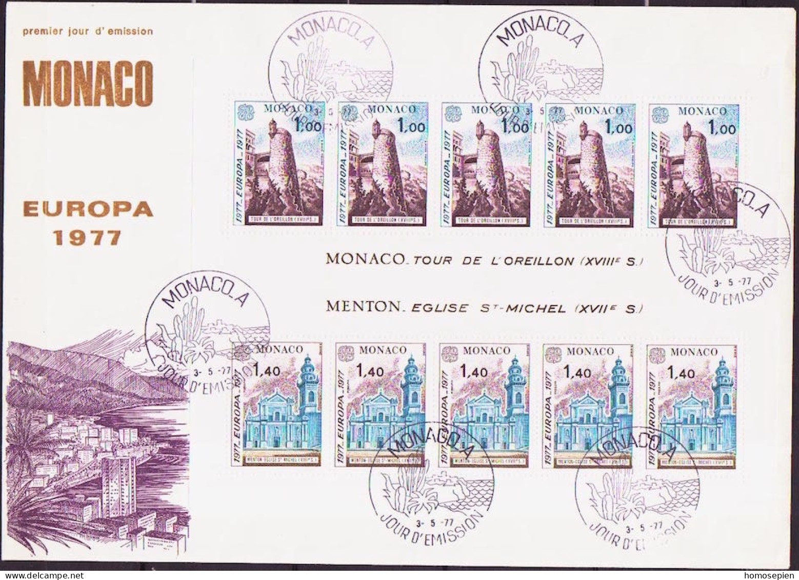 Europa CEPT 1977 Monaco FDC1 Y&T N°BF13 - Michel N°B11 - 1977