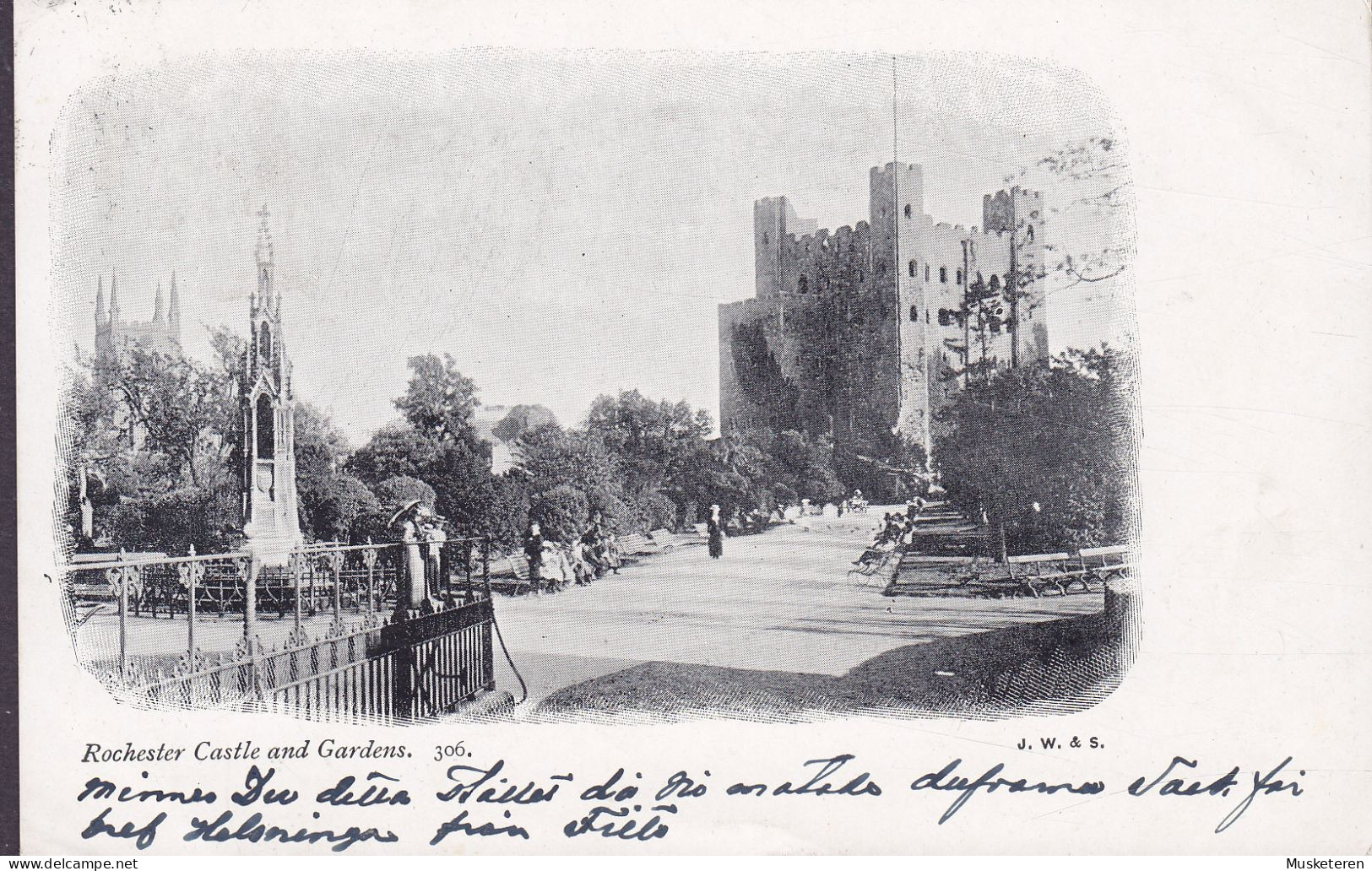 United Kingdom PPC Rochester Castle And Gardens. J. W. & S. 306 ROCHESTER Kent 1902 GÖTEBORG Sweden Simple Backside - Rochester