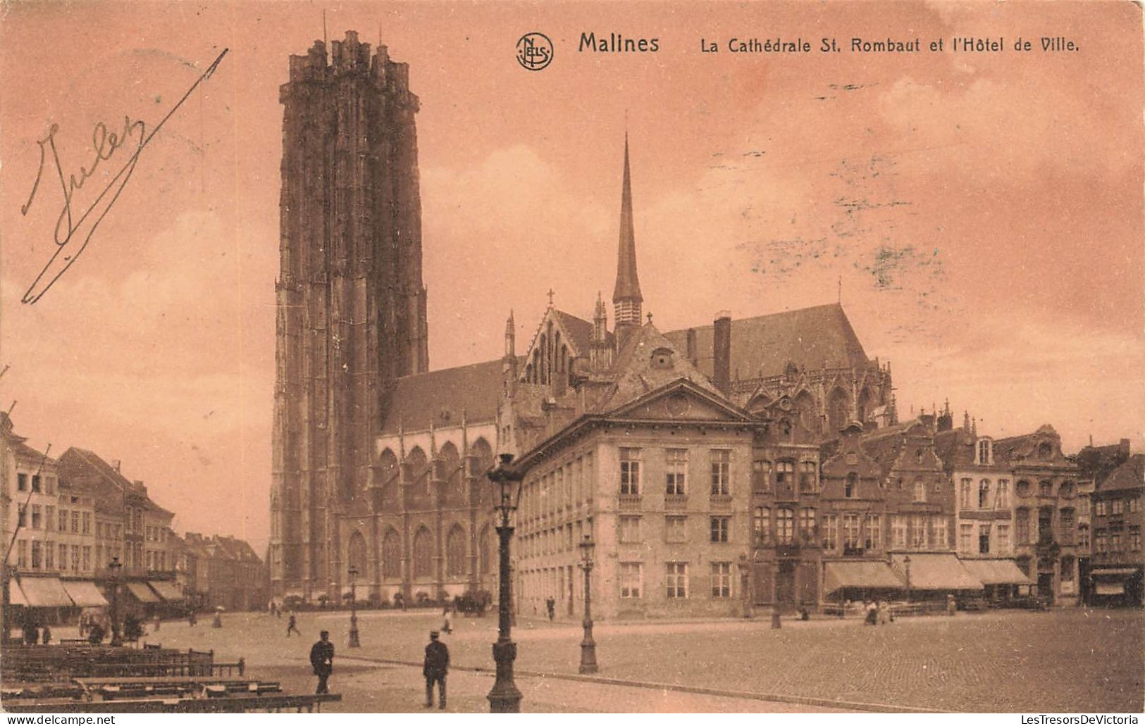 BELGIQUE - Malines - La Cathédrale Saint Rombaut Et L'hôtel De Ville - Carte Postale Ancienne - Mechelen