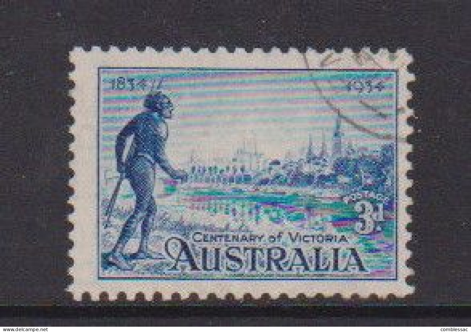 AUSTRALIA    1934    Centenary  Of  Victoria    3d  Blue    USED - Oblitérés