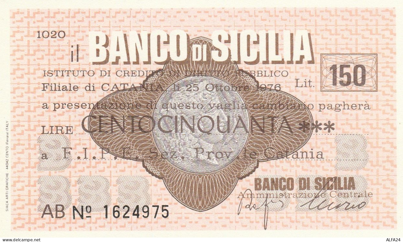 MINIASSEGNO BANCO DI SICILIA 150 L. FIPE (A348---FDS - [10] Checks And Mini-checks