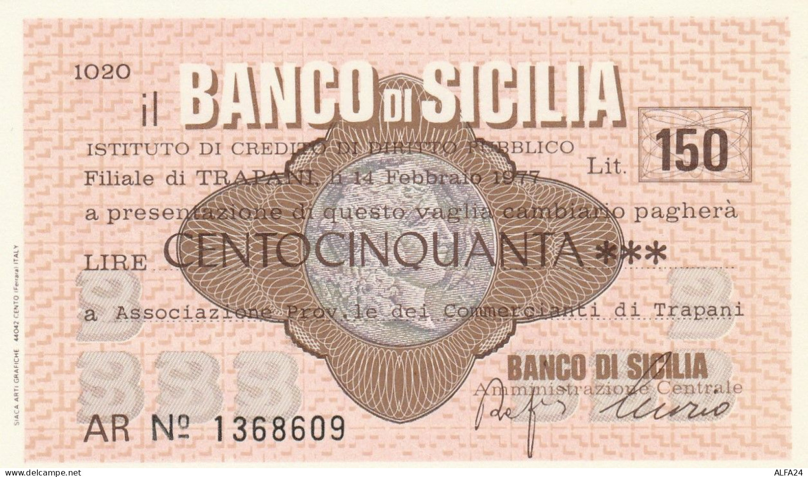 MINIASSEGNO BANCO DI SICILIA 150 L. ASS COMM TP (A341---FDS - [10] Chèques
