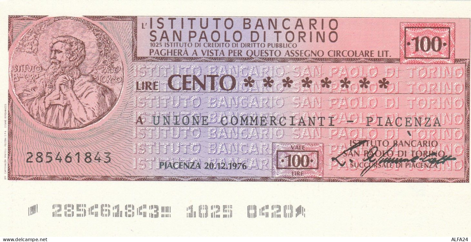 MINIASSEGNO SAN PAOLO TORINO 100 L. UN COMM PC (A115---FDS - [10] Checks And Mini-checks