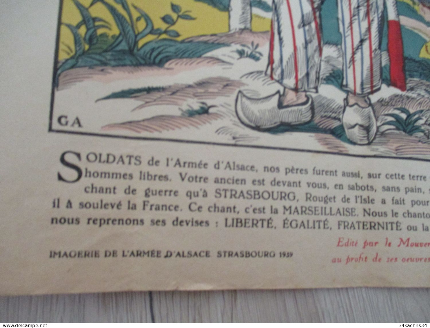 Affichette 36 X 47 Environs  Imagerie De L'Armmée D'Alsace Le Soldat De La Révolution FFI Résistance - Documenten