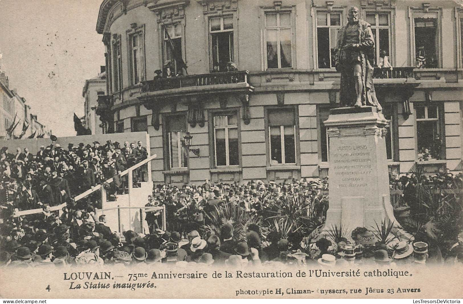 BELGIQUE - Louvain - La Statue Inaugurée - Anniversaire De La Restauration De L'université - Carte Postale Ancienne - Leuven