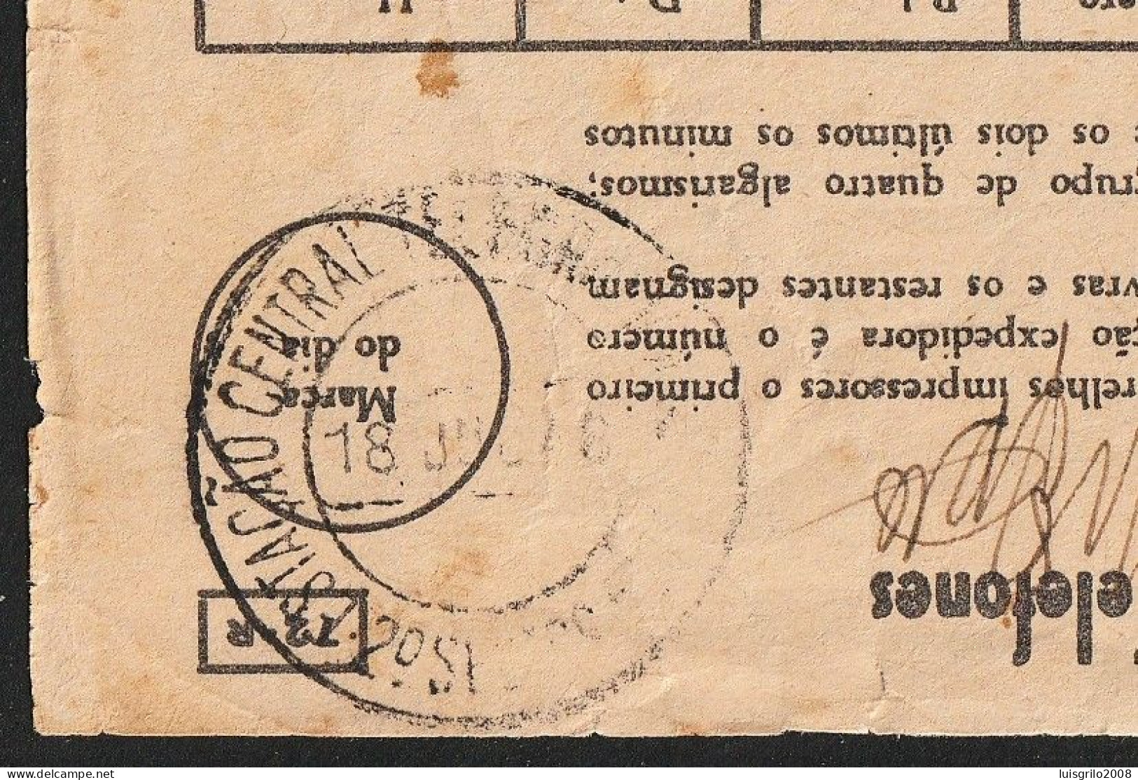 Telegram/ Telegrama - Postmark ESTAÇÃO CENTRAL TELEGRÁFICA De LISBOA . 1948 -|- Restauradores, Lisboa > Lisboa - Storia Postale