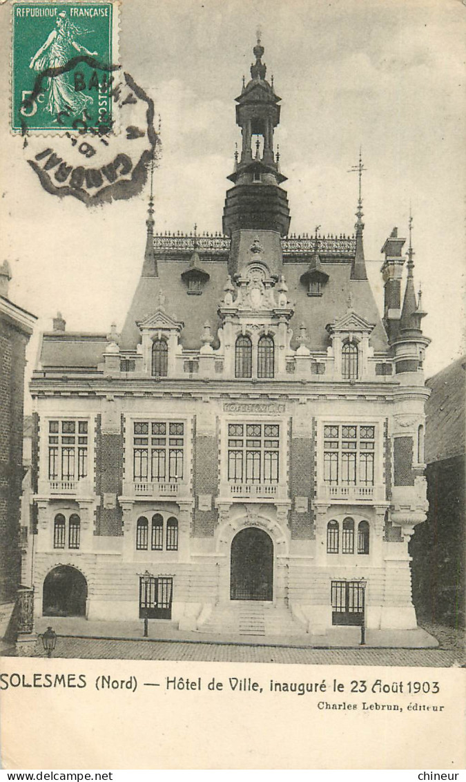 SOLESMES HOTEL DE VILLE INAUGURE LE 23 AOUT 1903 - Solesmes