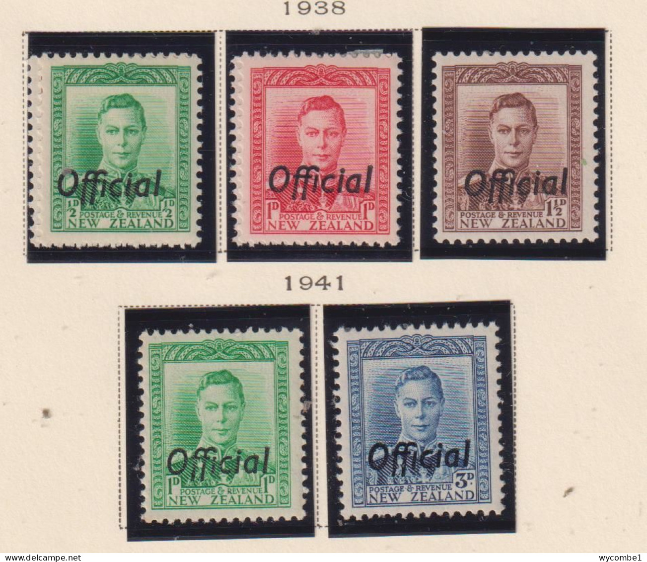 NEW ZEALAND  - 1938-41 Official Set Hinged Mint - Service