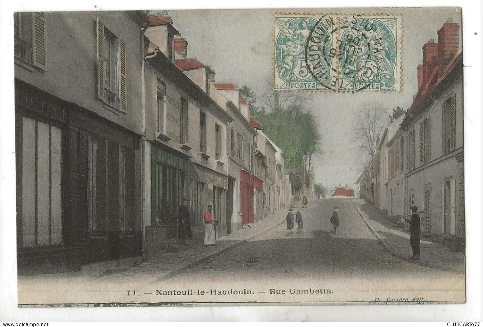 Nanteuil-le-Haudouin (60) : La Rue Gambetta Prise Au Niveau Des Magasins En 1905 (animé) PF. - Nanteuil-le-Haudouin