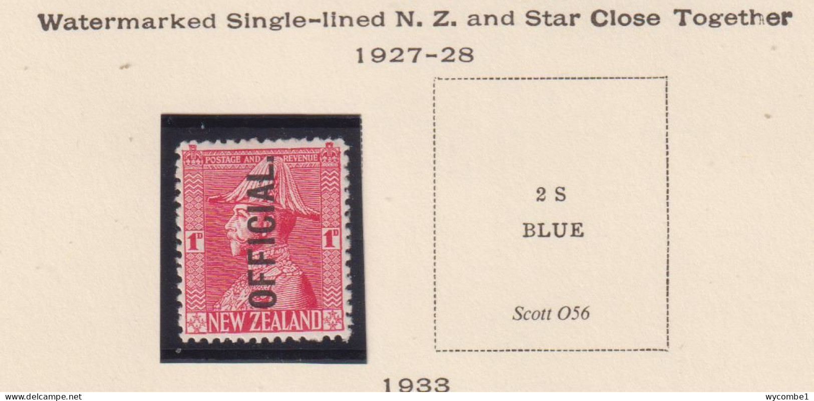 NEW ZEALAND  - 1927-28 George V Official 1d Hinged Mint - Oficiales