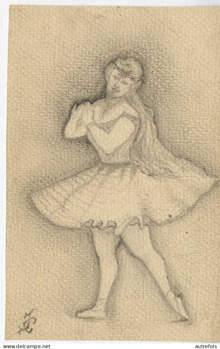 DANSEUSE  EN TUTU  -   DESSIN   REALISEE SUR PAPIER A DESSIN  -   SIGNEEE J C  ORIGINAL - Pastelli