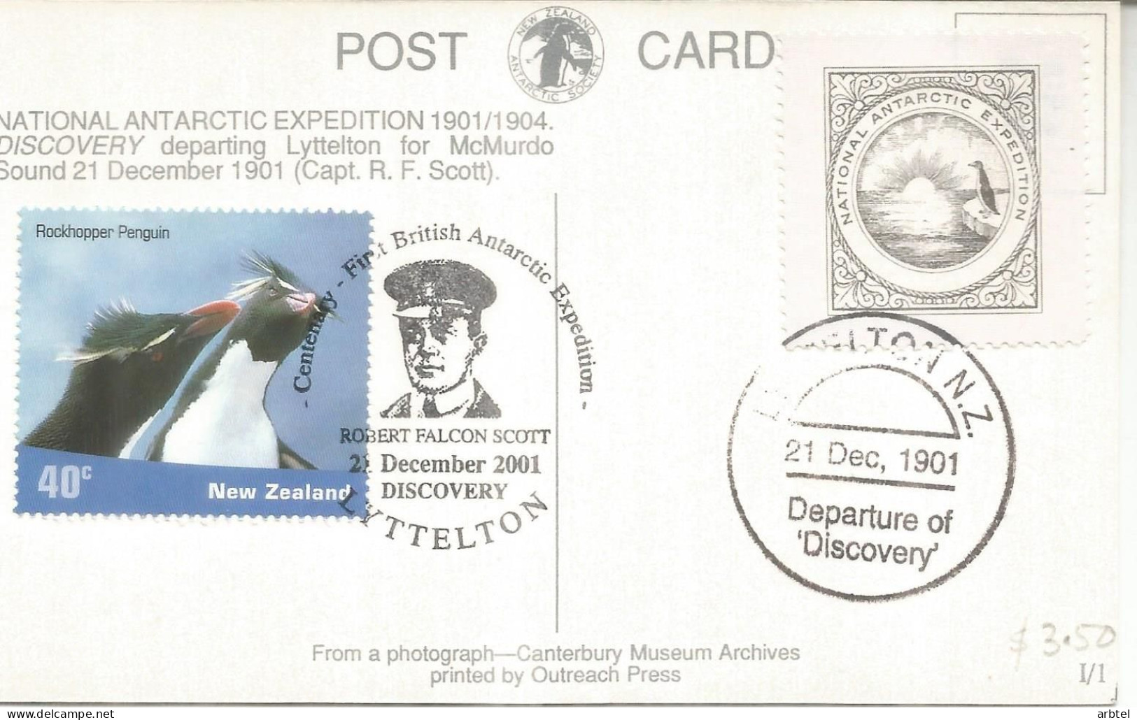 ANTARTIDA ANTARCTIC NUEVA ZELANDA LYTTELTON DEPARTURE OF DISCOVERY 100 YEARS SCOTT - Polarforscher & Promis