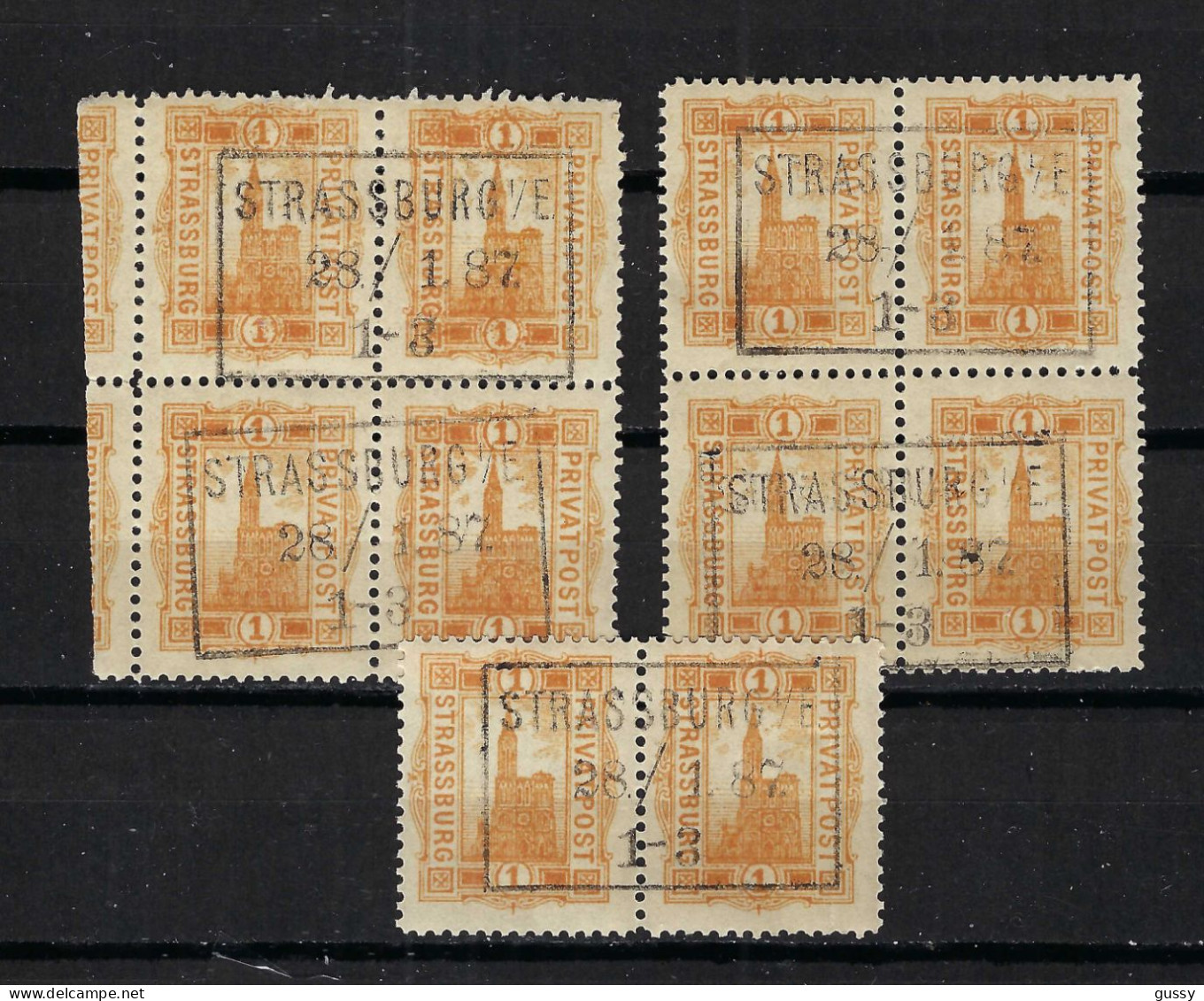 ALSACE-LORRAINE ALLEMANDE 1887: Lot De Timbres De Poste Privée, Sup. Obl. "Strassburg" - Used Stamps